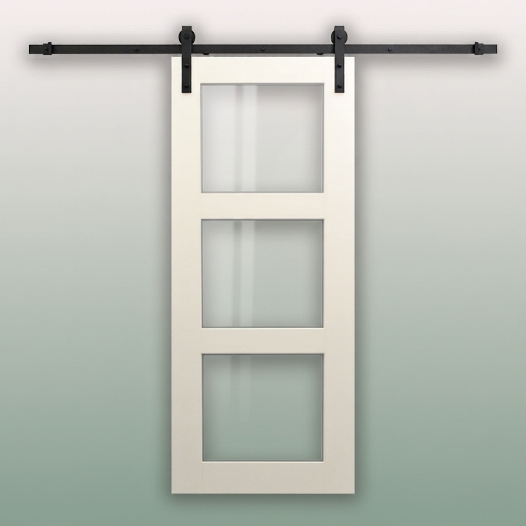 Pre-Primed 3 Lite Glass Barn Door